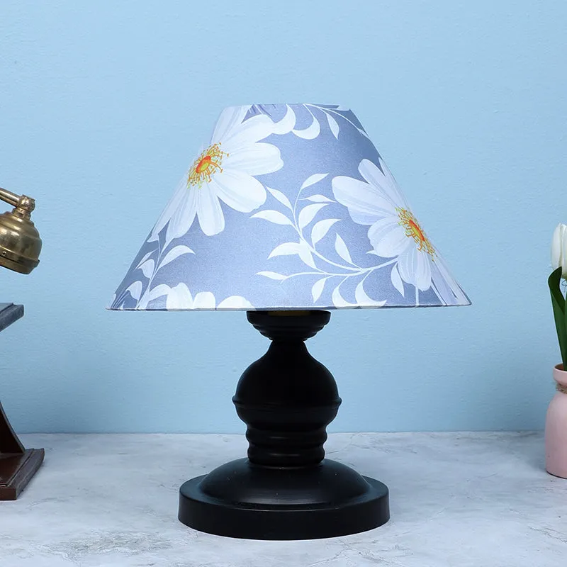 Daisy Blooms Prima Printed Mango Wood Table Lamp - White,Blue,Black media 2
