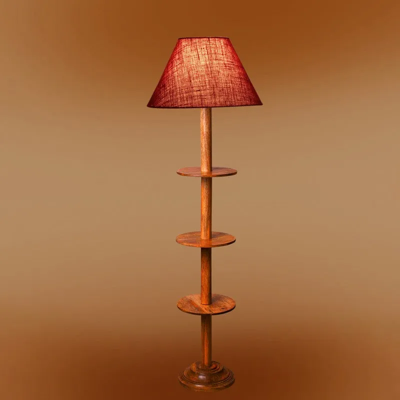 Vintage Glow Light Wooden Floor Lamp - Maroon media 7