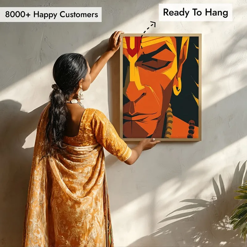 Powerful Bajrangbali I Archival Paper Wall Art - Natural Brown Frame media 7