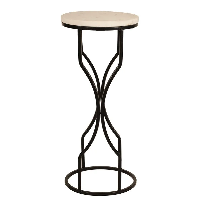 Marble Top Base Aluminum Side Table (Black) - Small media 3