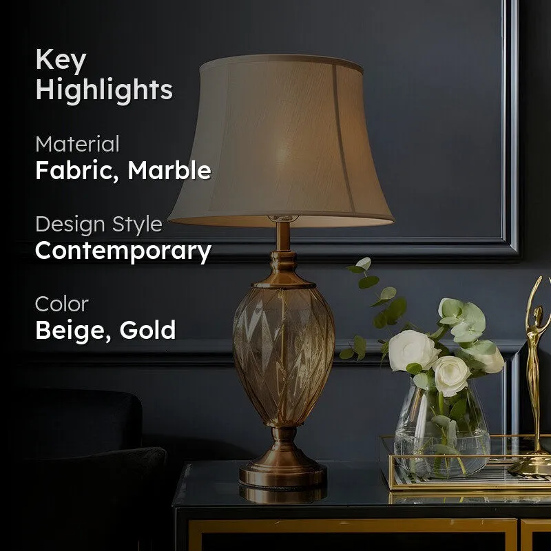 AarviDecor Camden Decorative Fabric Table Lamp - Beige media 2