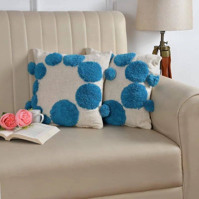 Bubble Bloom Tufted Cushion Cover (Blue) - Set Of Two media 2
