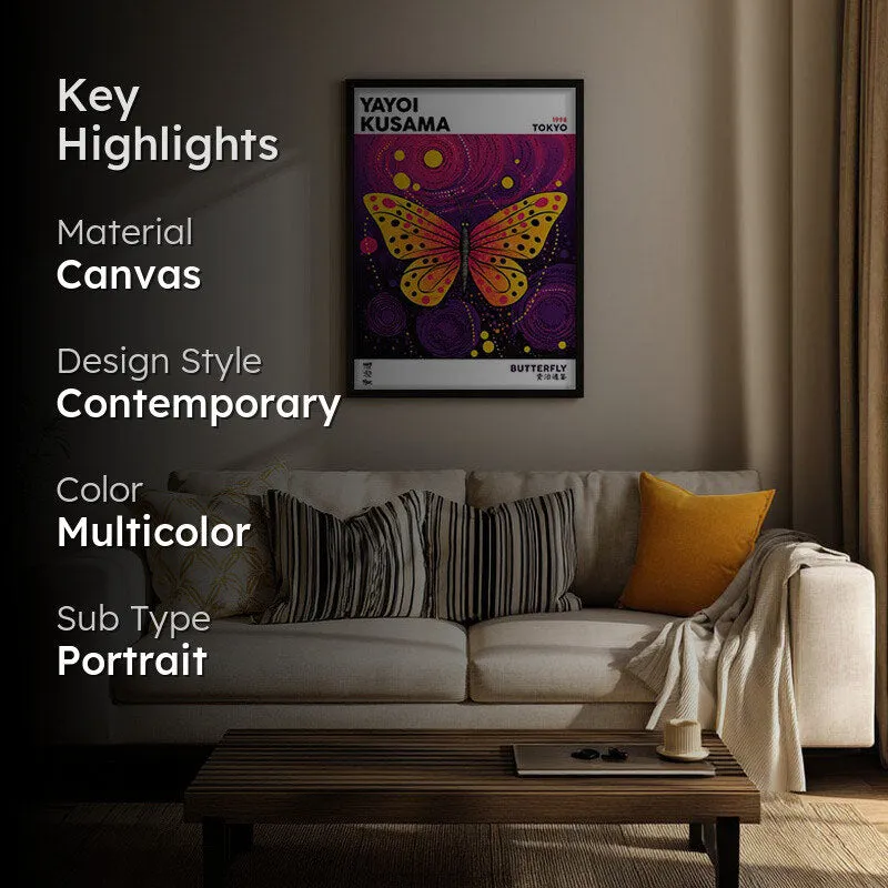 Butterfly Inspired by Yayoi Kusama Archival Canvas Wall Art - Black Frame media 2
