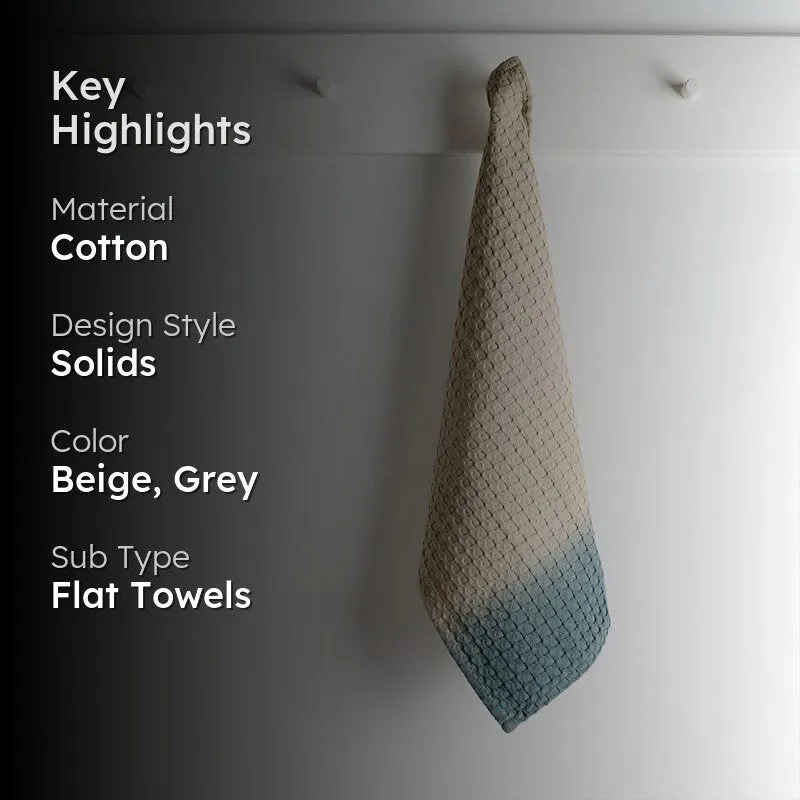 Ninon Dipdye Textured Waffle Hand Towel (Beige & Ash) - Set Of Two media 2