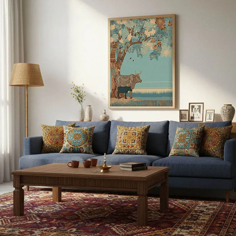 Shantivan Canvas Wall Painting With Brown Frame media 5