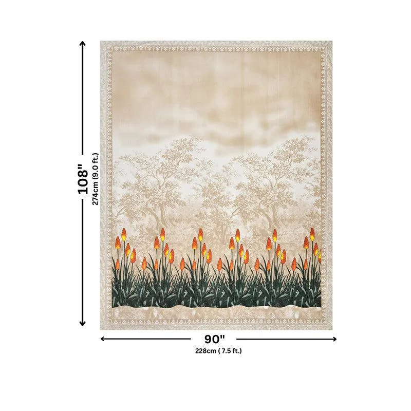 Doodle Dreams Floral Cotton Bedsheet (Peach) - 140 TC media 6