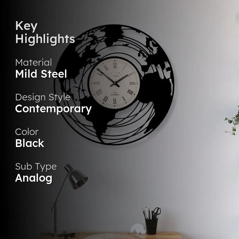 Universe Steel Analog Wall Clock - Black media 2