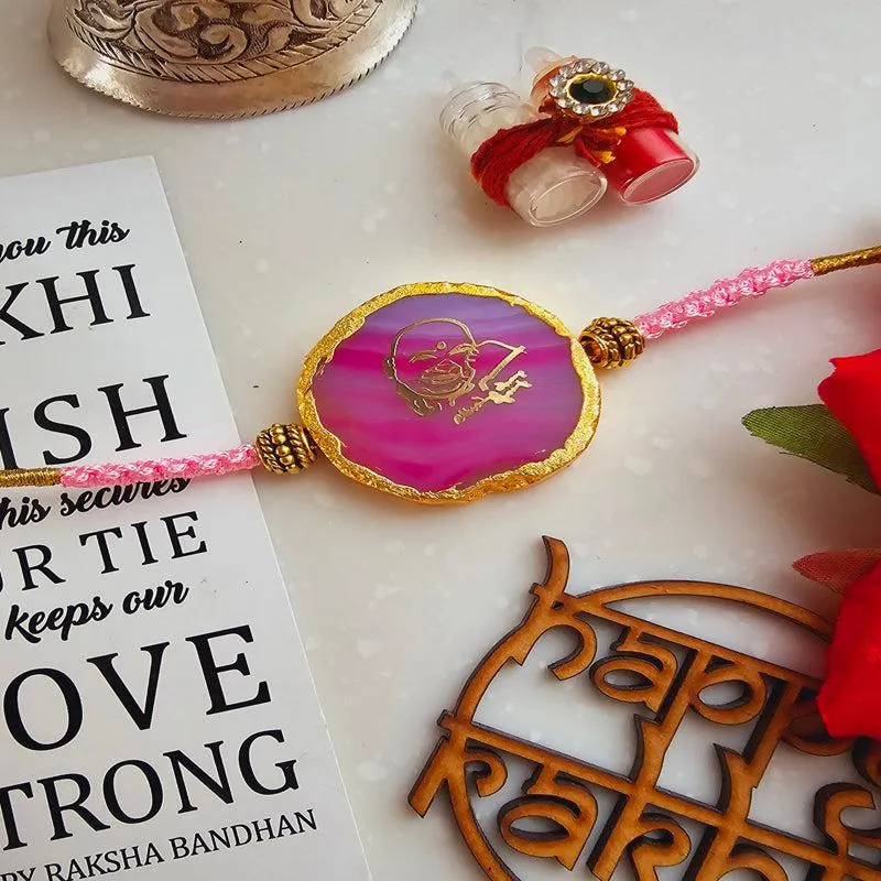 Guru Ji Pink Agate Rakhi Gift Set media 4