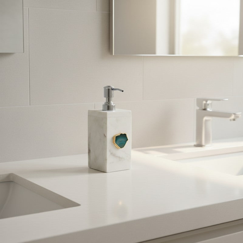 Kade Handcrafted Agate & Marble Soap Dispenser - Turquoise media 2