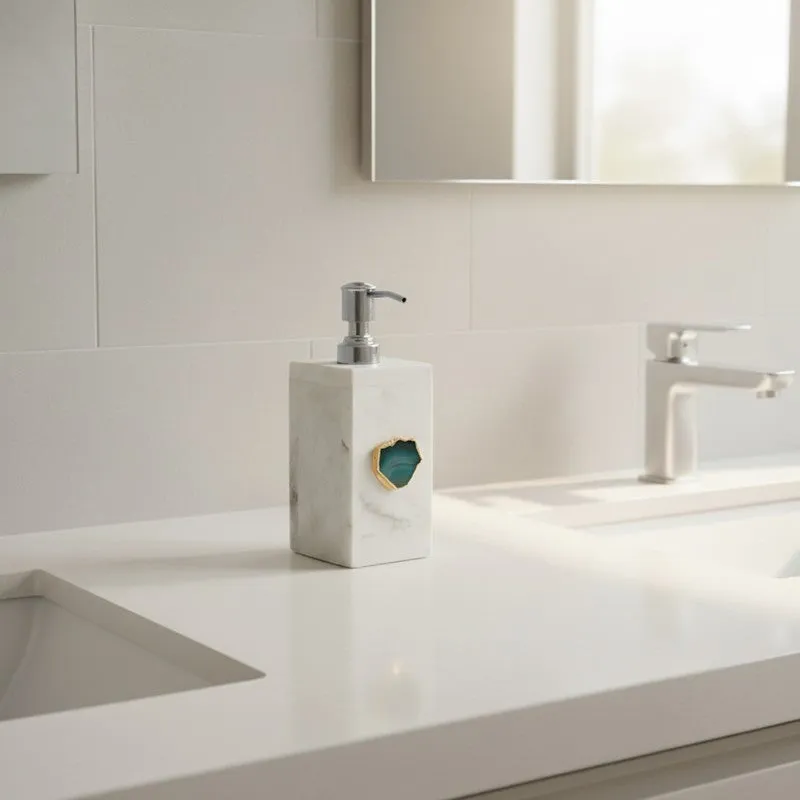 Kade Handcrafted Agate & Marble Soap Dispenser - Turquoise media 2