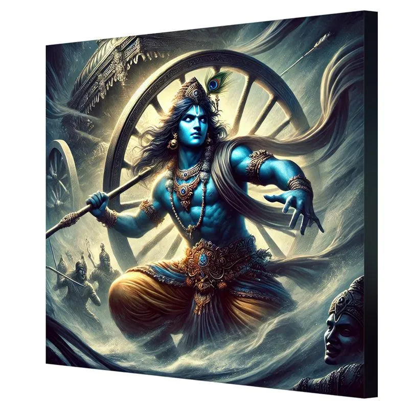 Krishna in His Battle Glory Wall Painting media 5