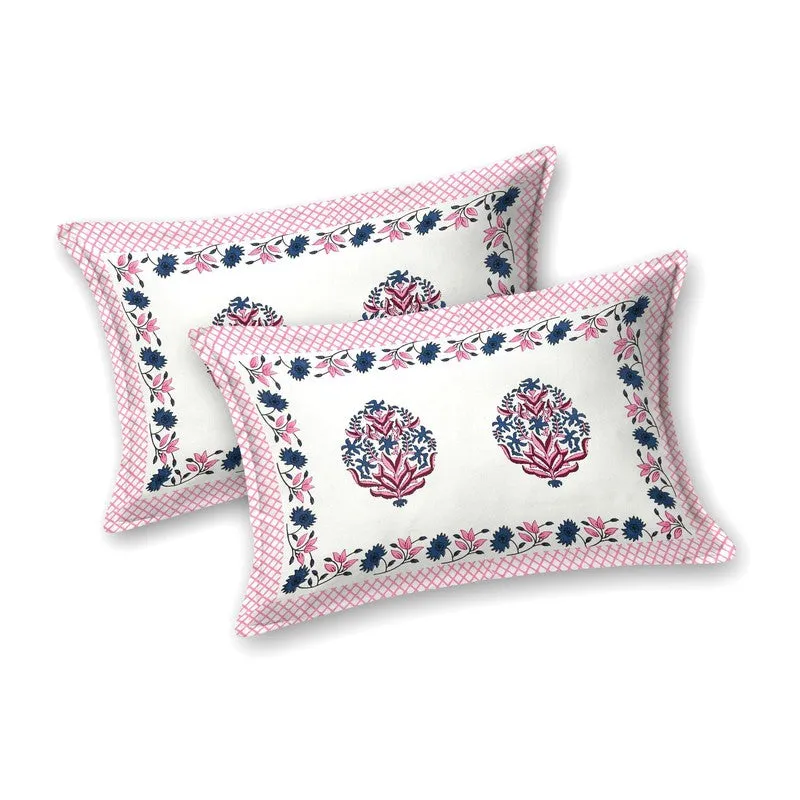 Rangen Cotton Bedsheet (White,Pink) - 240 TC media 4
