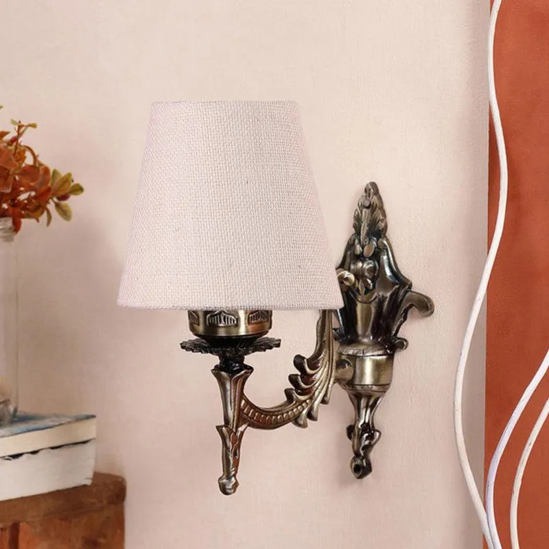 Vista Edrel Conical Fabric & Metal Wall Lamp - White media 3