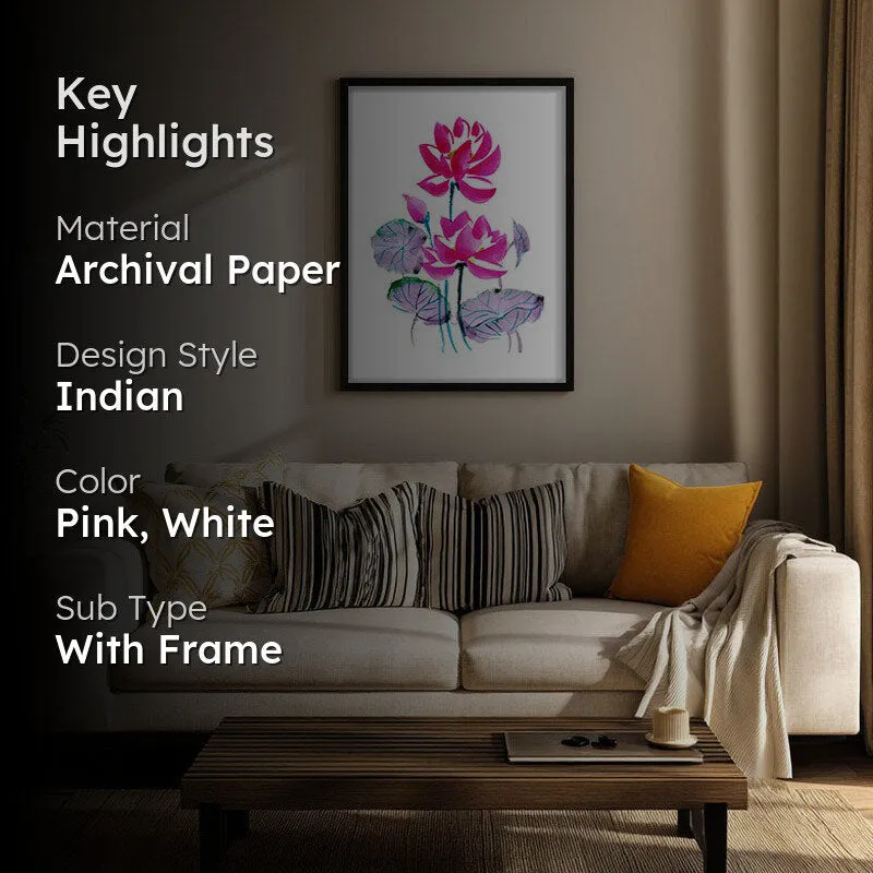 Lotus Duo Archival Paper Wall Art With Frame media 2