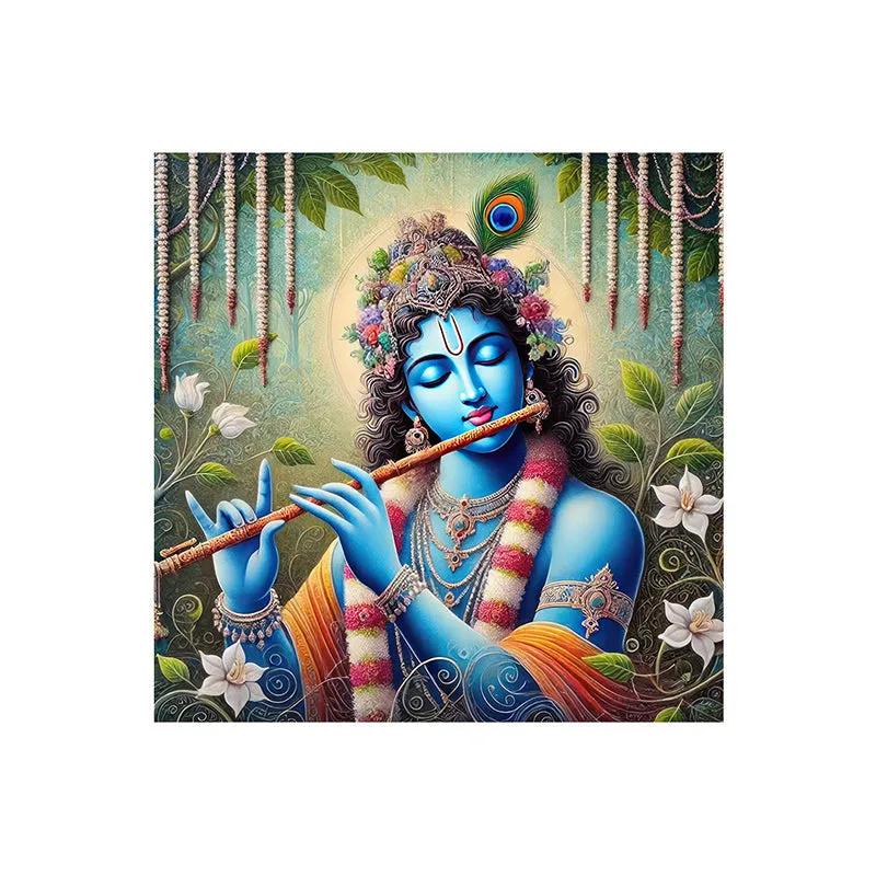 Krishna And His Flute Wall Painting media 4