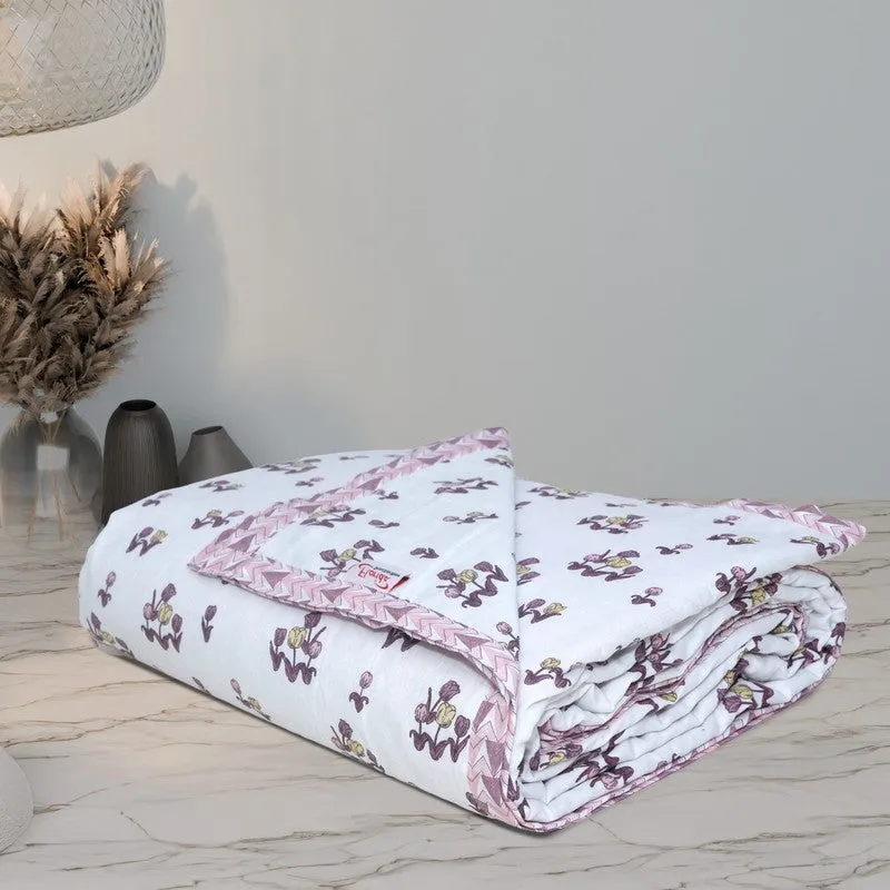 Mini Petals Printed Cotton Dohar (Maroon,White) - 120 GSM media 10