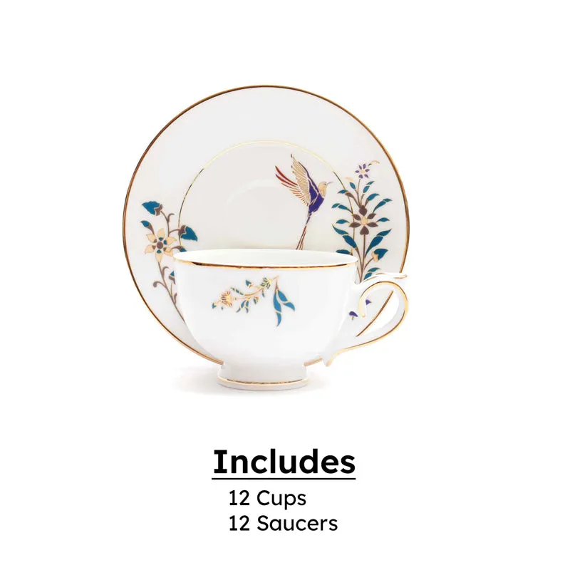 Gilded Shahi 24k Gold Brushed Porcelain Tea Cup & Saucer (300 mL) - Set of Six media 6
