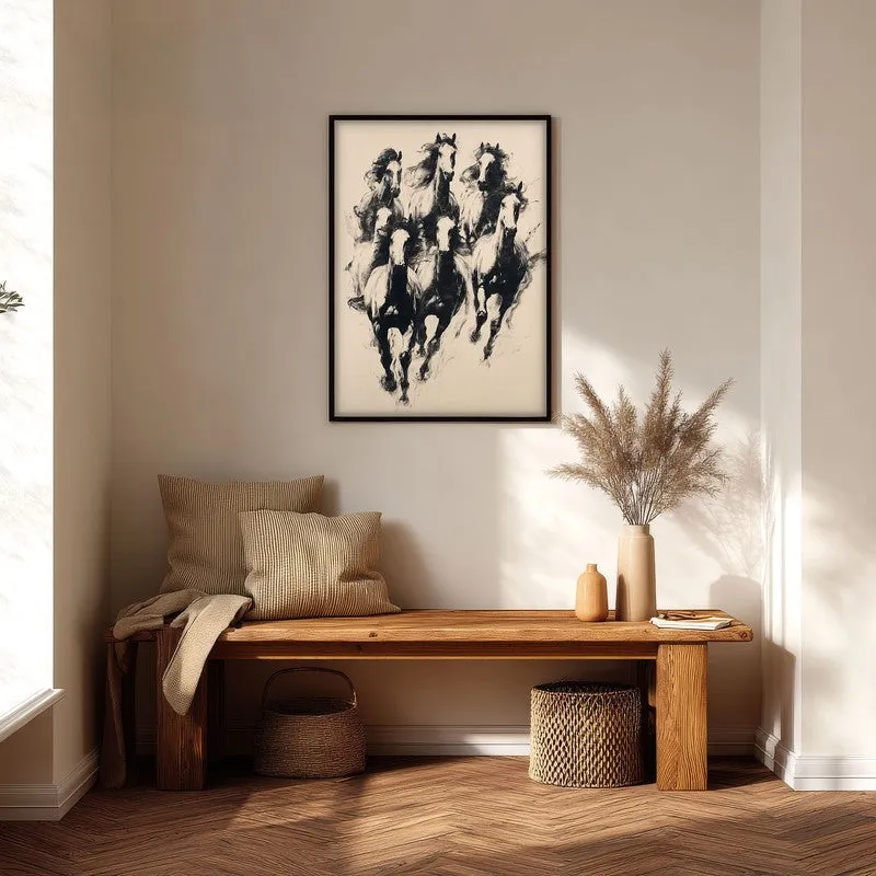 Wild Horses Wall Painting With Black Frame media 6