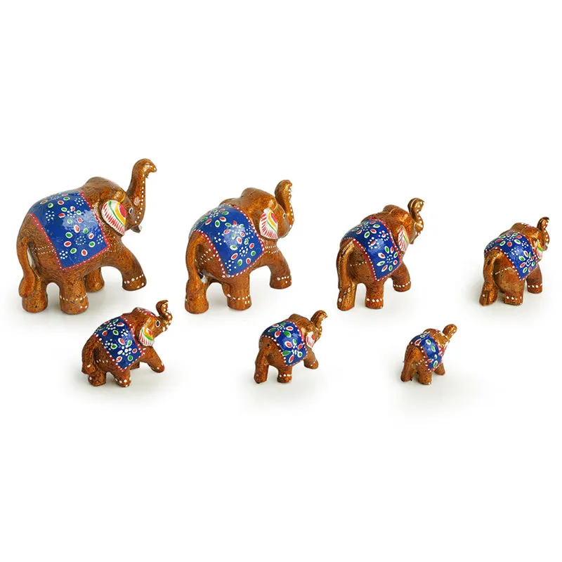 Saptamriga Tusk Handpainted Resin showpiece - Seven Piece Set media 4