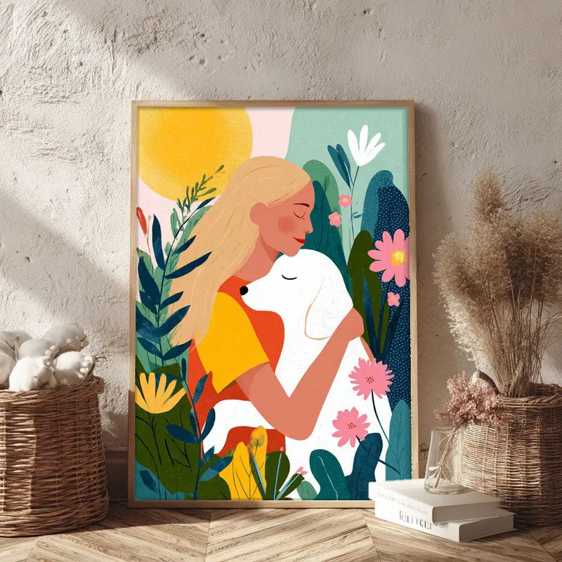Verdant Hug Canvas Wall Painting - Brown Frame media 3