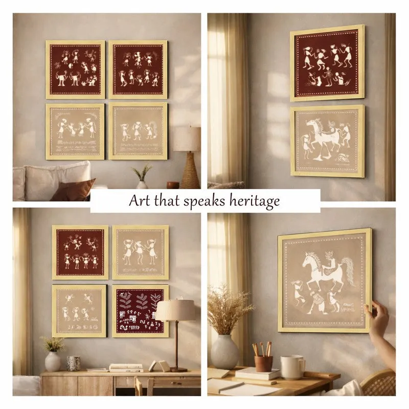Tribal Warli Story Paper Wall Art - Set Of Four media 7