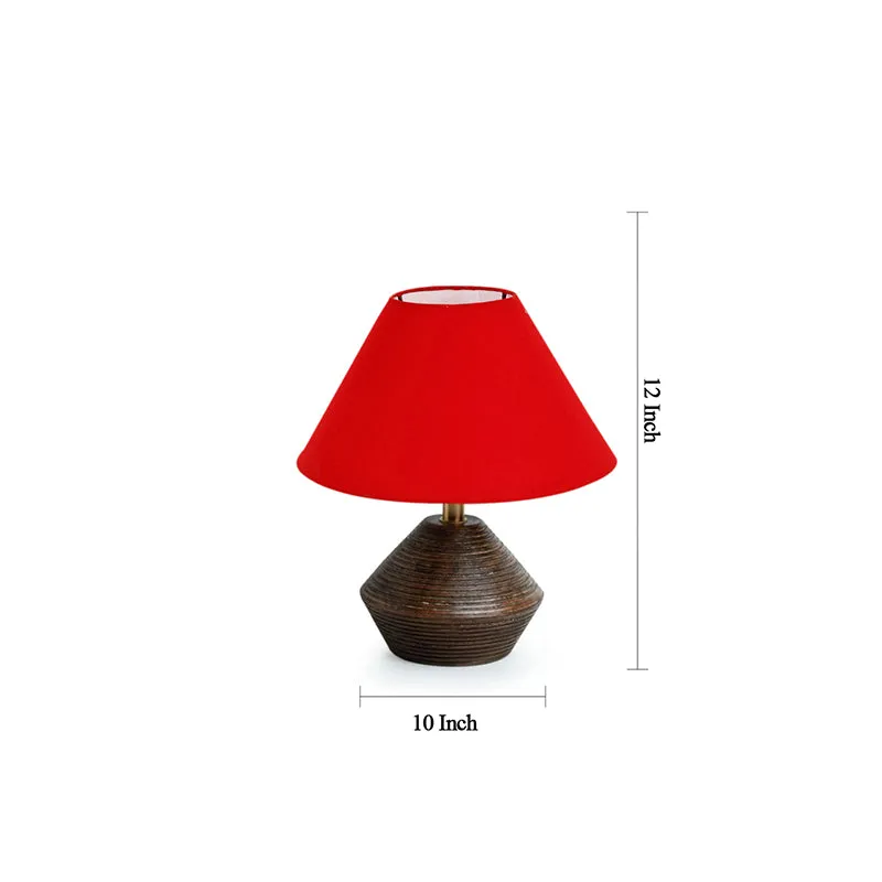 Yami Cone Wooden Table Lamp - Brown,Red media 3