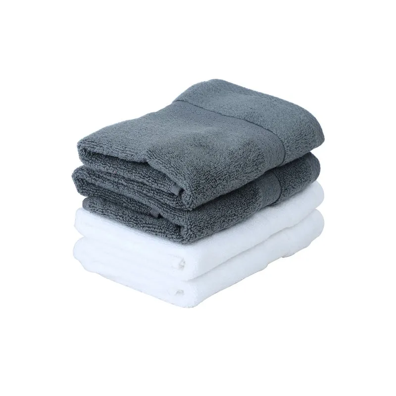 Miorah Hand Towel (White & Grey) - Set Of Four media 3