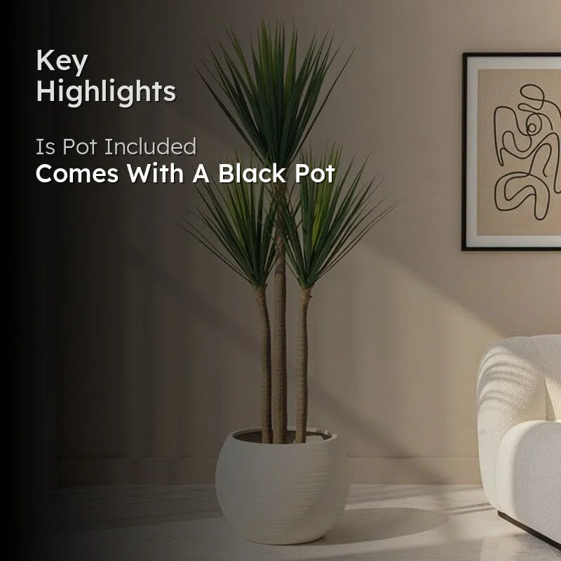Faux Lush Yucca Plant With Black Plastic Pot -  4 Feet - 2