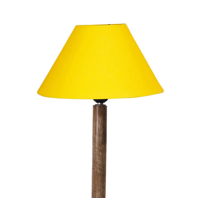 Glow Mesa Table Lamp With Wooden Base - Yellow,Brown media 6