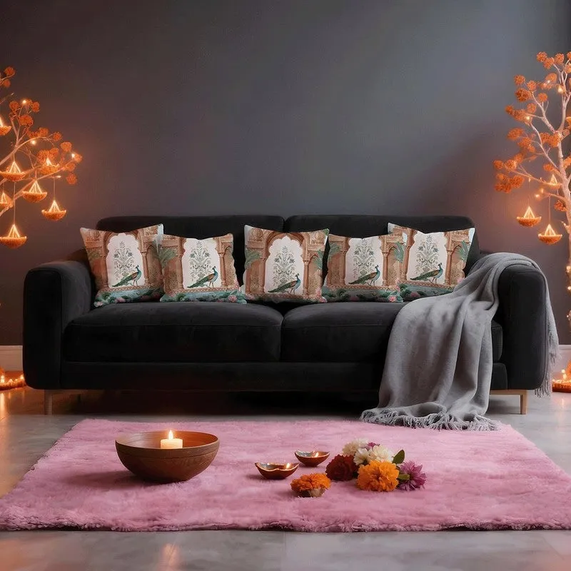 Royal Mayura Arch Cushion Cover - Set Of Five media 1