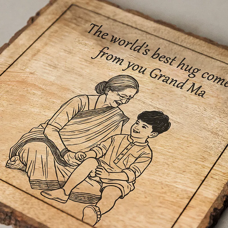 Grandma's Hug Wood Showpiece - Square media 4