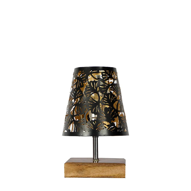 Niksha Flora Etched Metal Table Lamp - Black,Brown media 4