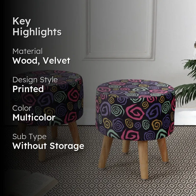 Avira Colorswirls Multicolor Engineered Wood Ottomans - Set Of Two media 2