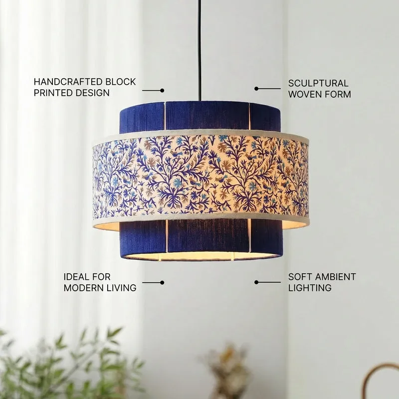 Fig Living Colour Weave Cotton Ceiling Lamp - Blue - 7