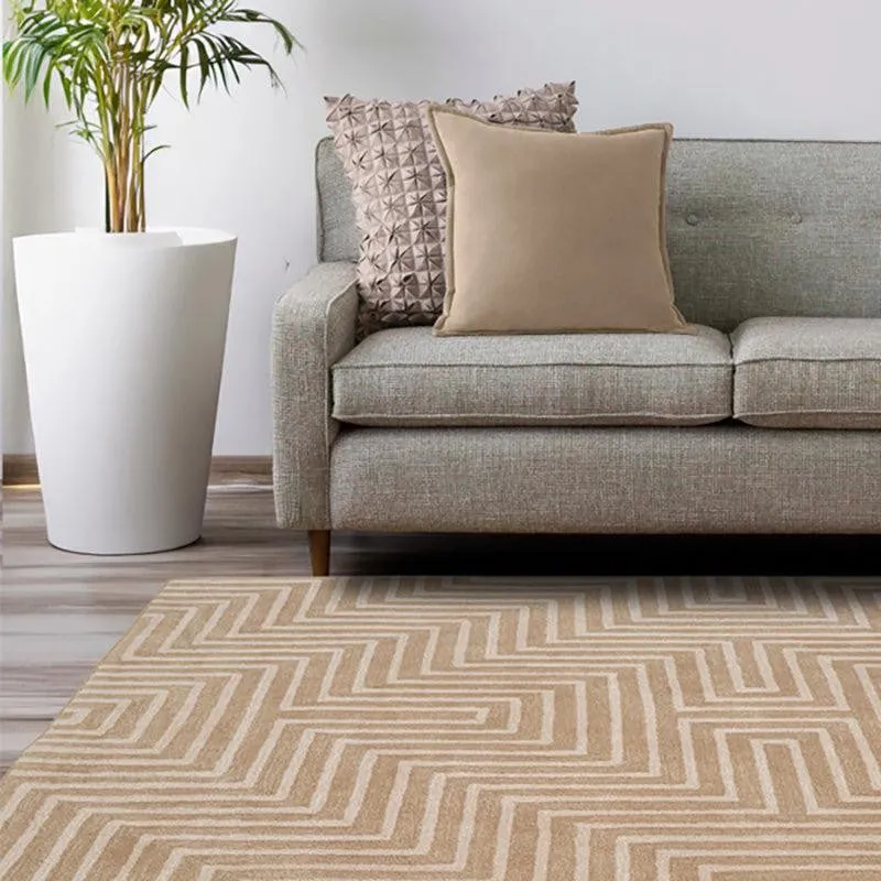 Denethor Hand Tufted Geometric Wool & Nylon Carpet - Beige media 8