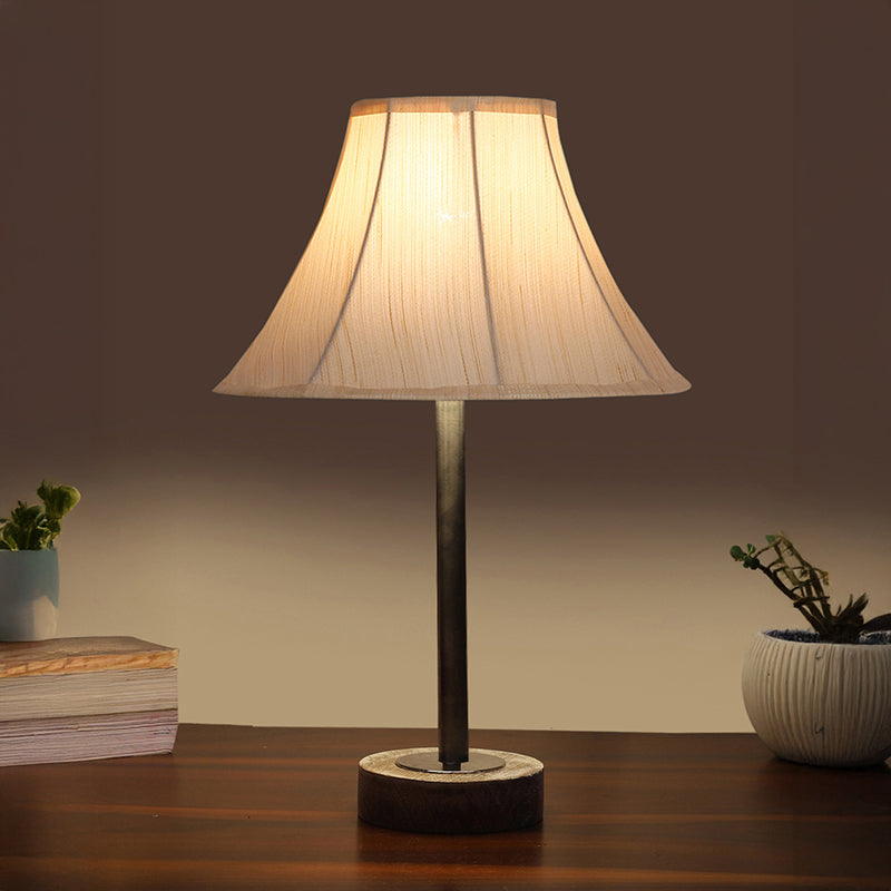 Ceylon Arc Rodin Wooden Table Lamp - OffWhite,Silver,White