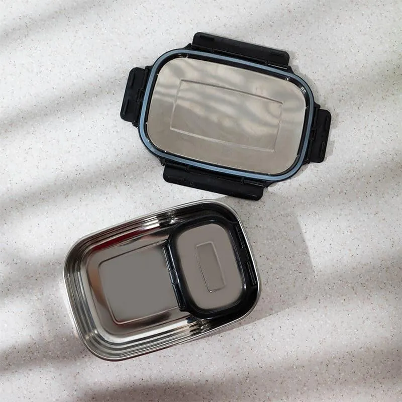 Viora Black Stainless Steel Lunch Box (775/150 mL) - Two Piece Set media 5