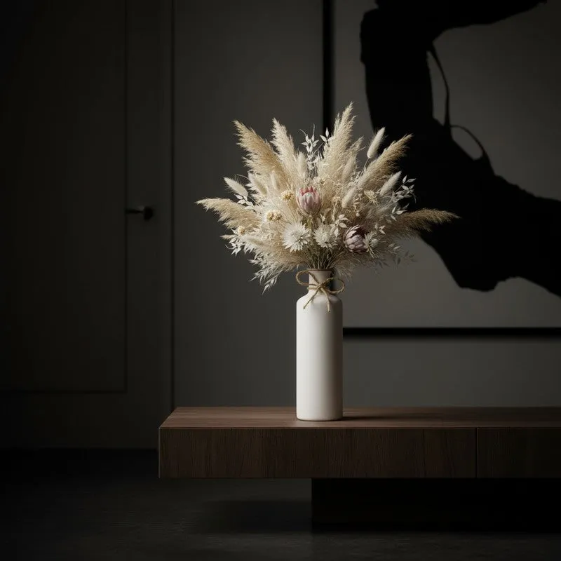Elara Tall Minimal Ceramic Vase - White media 5