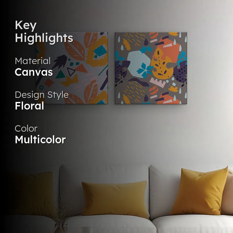 Foliage In Form Canvas Wall Painting - Set Of Two media 2