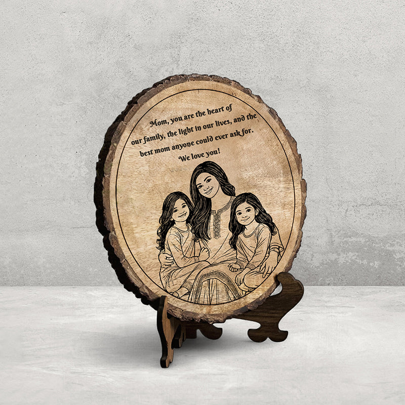 Mother Is The Heart Of Family Wood Showpiece - Round media 3
