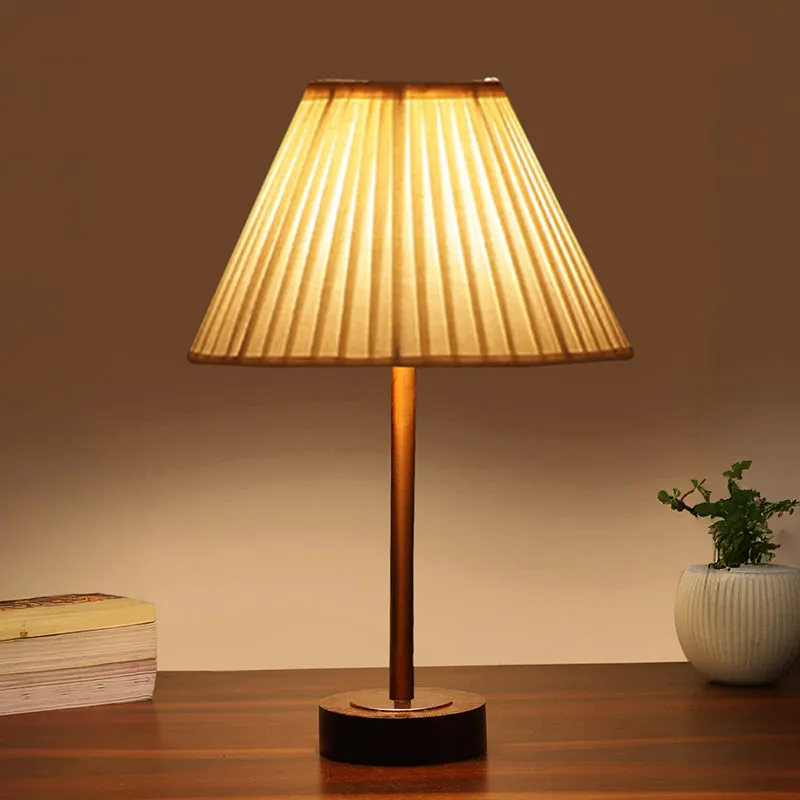 Pleatra Rodin Wooden Table Lamp - White,Brown media 1