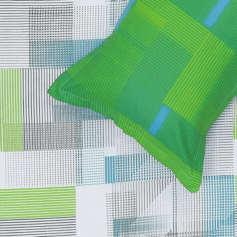 Monte Carlo Checkora Cotton Bedsheet (White,Green) - 104 TC media 6