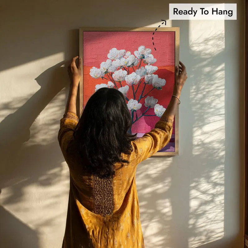 Pixelated Flora Canvas Wall Painting - Brown Frame media 8