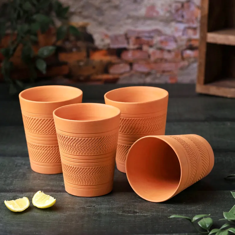 Rustic Terracotta Drinking Glass Set - 4 Pieces media 3