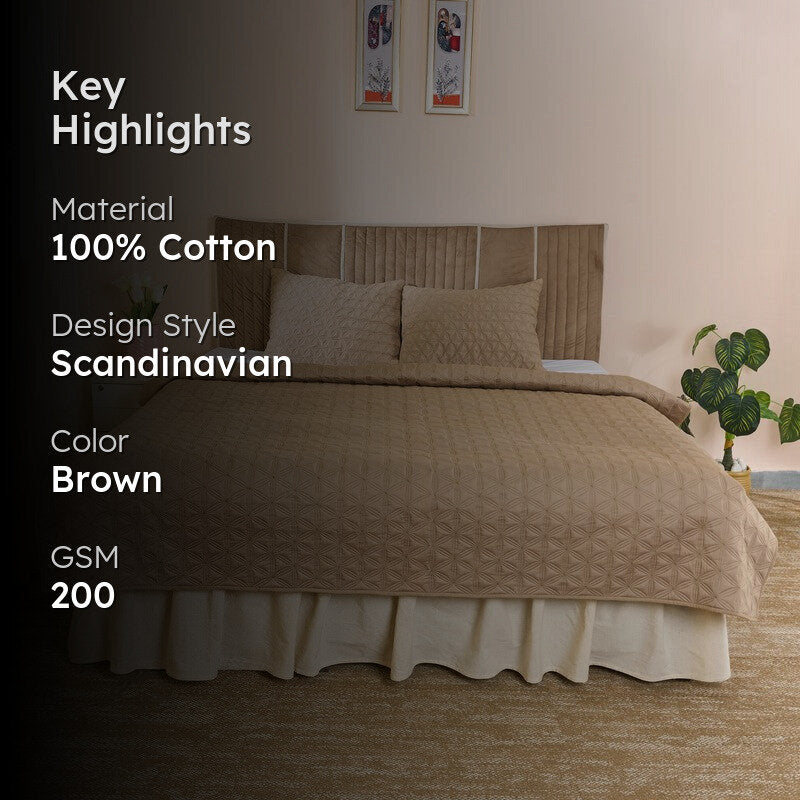 CozyCore Solid Cotton Comforter (Brown) - 200 GSM media 2