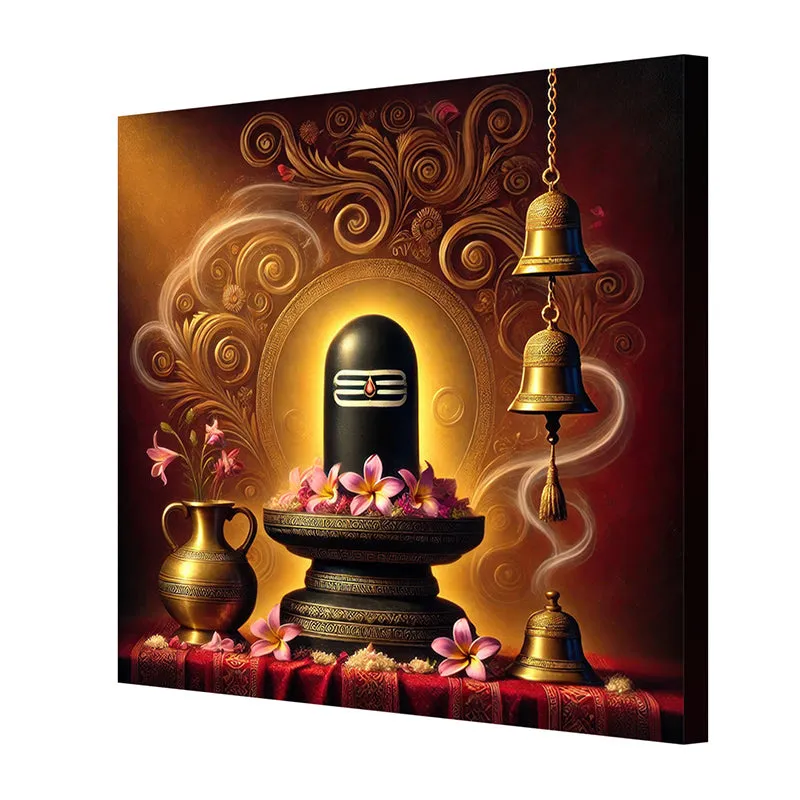 Shivlinga Pooja Poly Canvas Wall Painting media 5