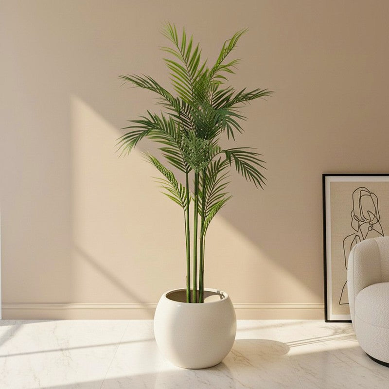 SilkaLeaf Areca Palm Artificial Plant With Black Plastic Pot - 3.9 Feet