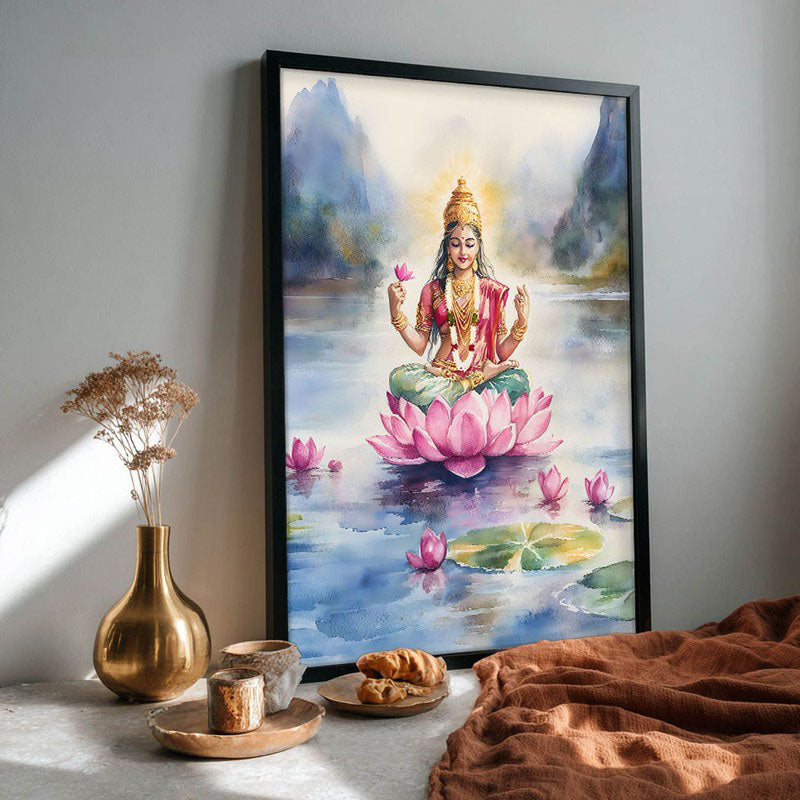 Padmapriya Spiritual Archival Paper Wall Painting With Frame - Black media 4