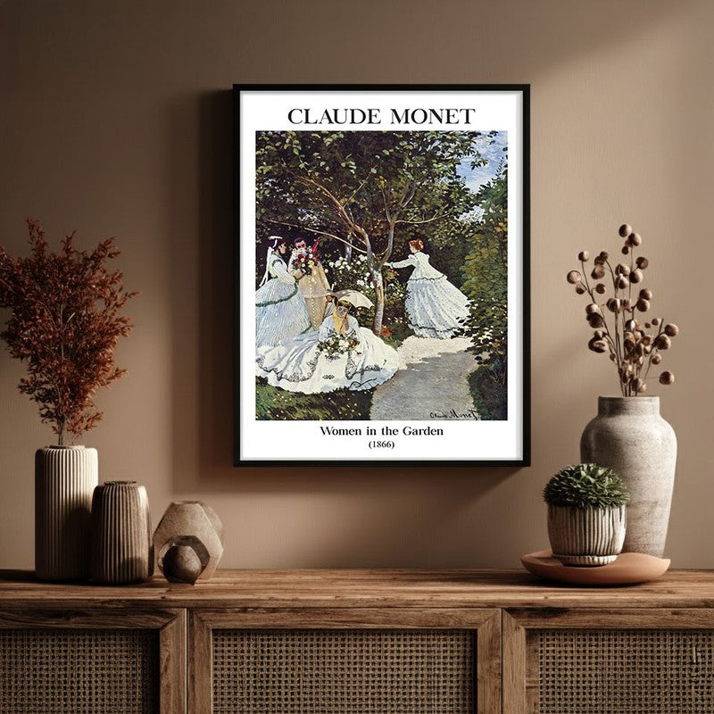 Women In The Garden Archival Canvas Wall Painting - Black Frame