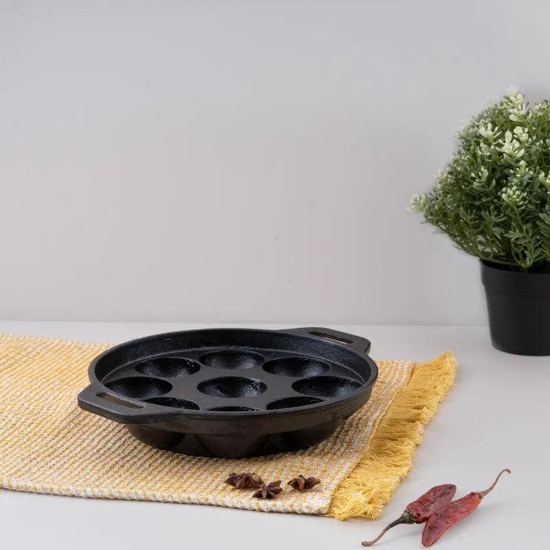 Raven Cast Iron Paniyaram Pan - 8 Inch media 1